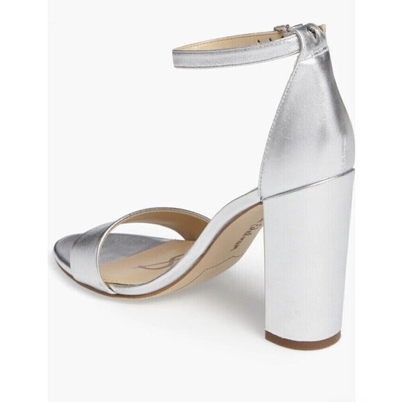 SAM EDELMAN Yaro Ankle Strap Sandal Size 9.5 Silver NWB Wedding Formal Heel - Picture 6 of 12